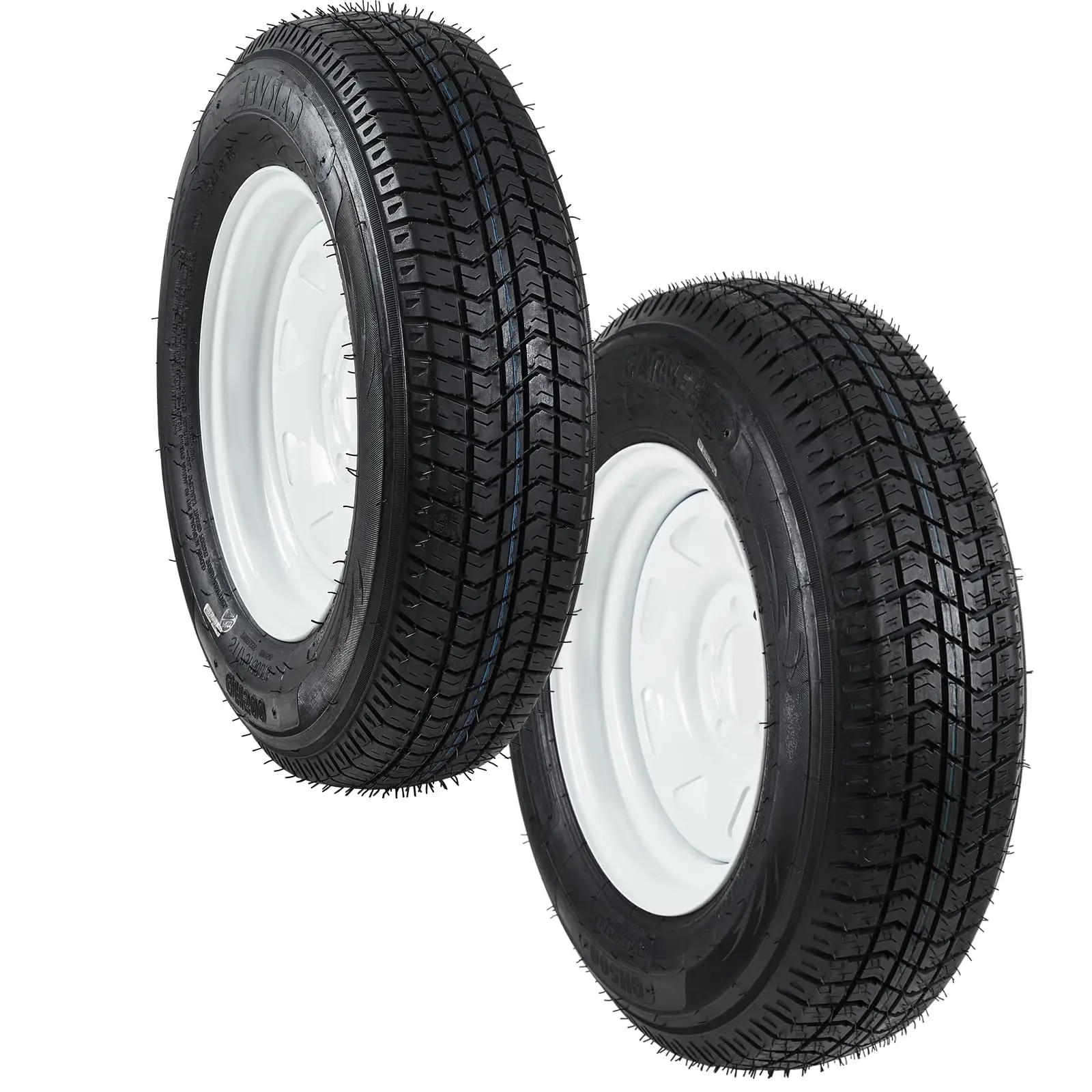 2-Pack Trailer Tires On Rim ST175/80D13 175/80/13 175/80-13, Load Range C, 6PR, 5 Lug 13 In. White Spoke Wheel, 5 On 4.5" Durable Trailer Tire Travel/Camper/Utility/Boat, Set of 2