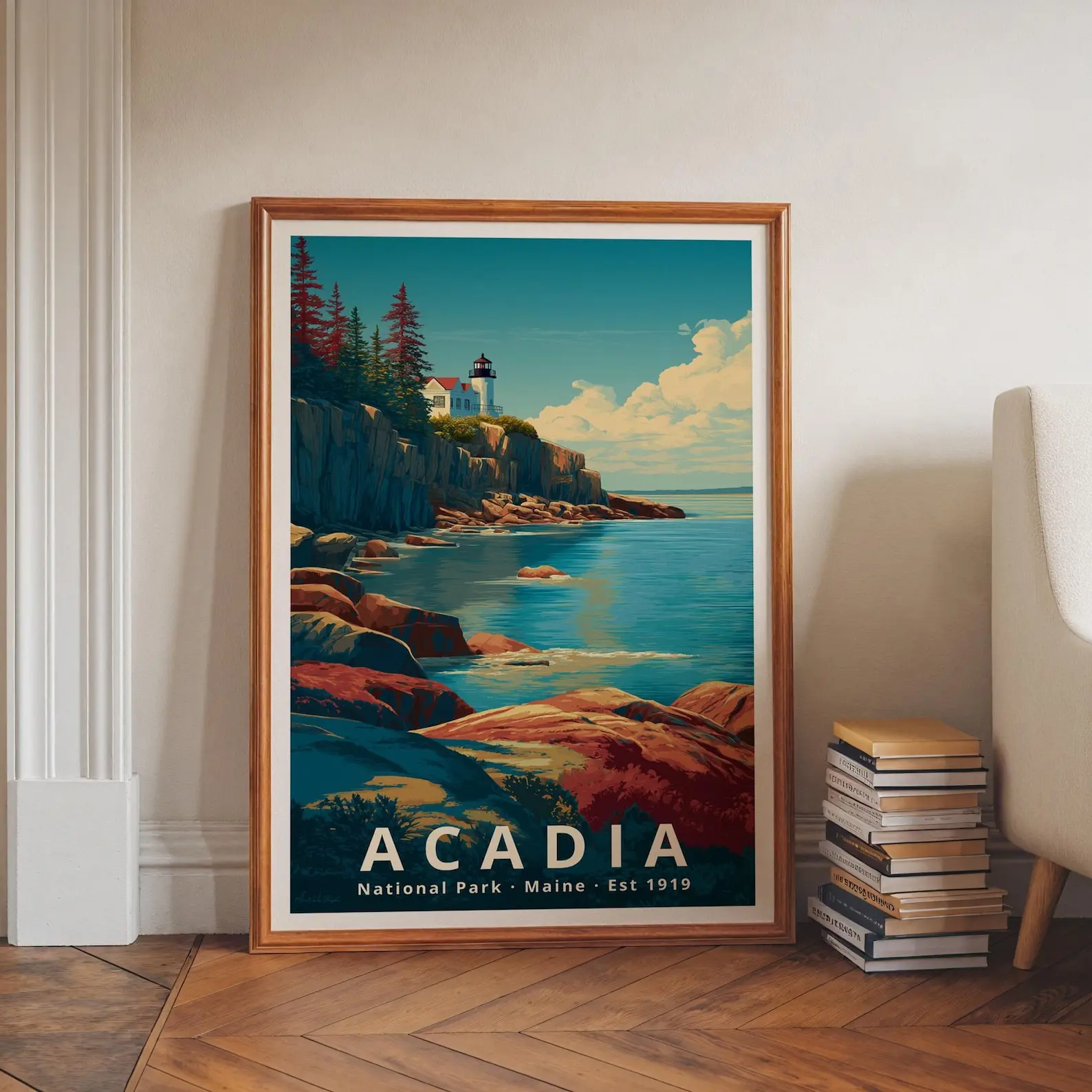 Acadia National Park Glossy Poster | Vintage Nature Landscape Wall Art | Retro Travel Decor