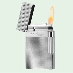 [Classical] Diamond Engraved Silver Guilloche Dupont old fashined Lighter 140g best gift for him