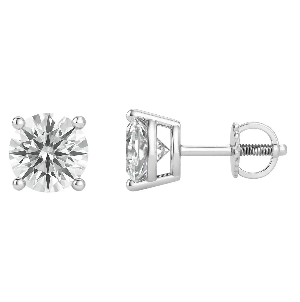4.18ct Lab-Grown Diamond Stud 14k White Gold • VVS2 Clarity • IGI Certified • Round Brilliant Cut • Secure Screw-Back Studs • High-Polish Fine Jewelry