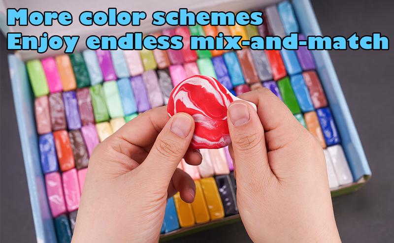 Tomorotec 100PCS Polymer Clay Value Pack in Bulk Small Blocks Starter Kit with Tools for Sculpting - DIY Clay for Kids air dry  clay