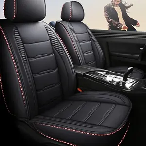 For Chevy Chevrolet Silverado GMC Sierra Car Seat Covers, Fit 2007-2023 2024 2025 1500/2500/3500HD Truck Crew Double Extended Cab , Waterproof Leather Seat Covers Cushions Protectors (5 PCS Full Set/Black)