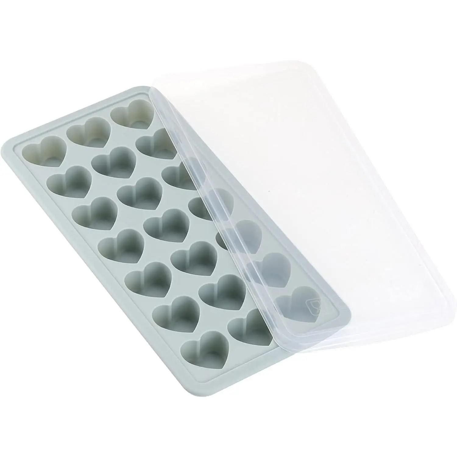 Heart Shaped Ice Cube Trays with Lid, Chocolate Mold, Easy Release Ice Trays, 21-Cavity Silicone Heart Molds for Ice Cubes, Gelatine, Baking and Candy