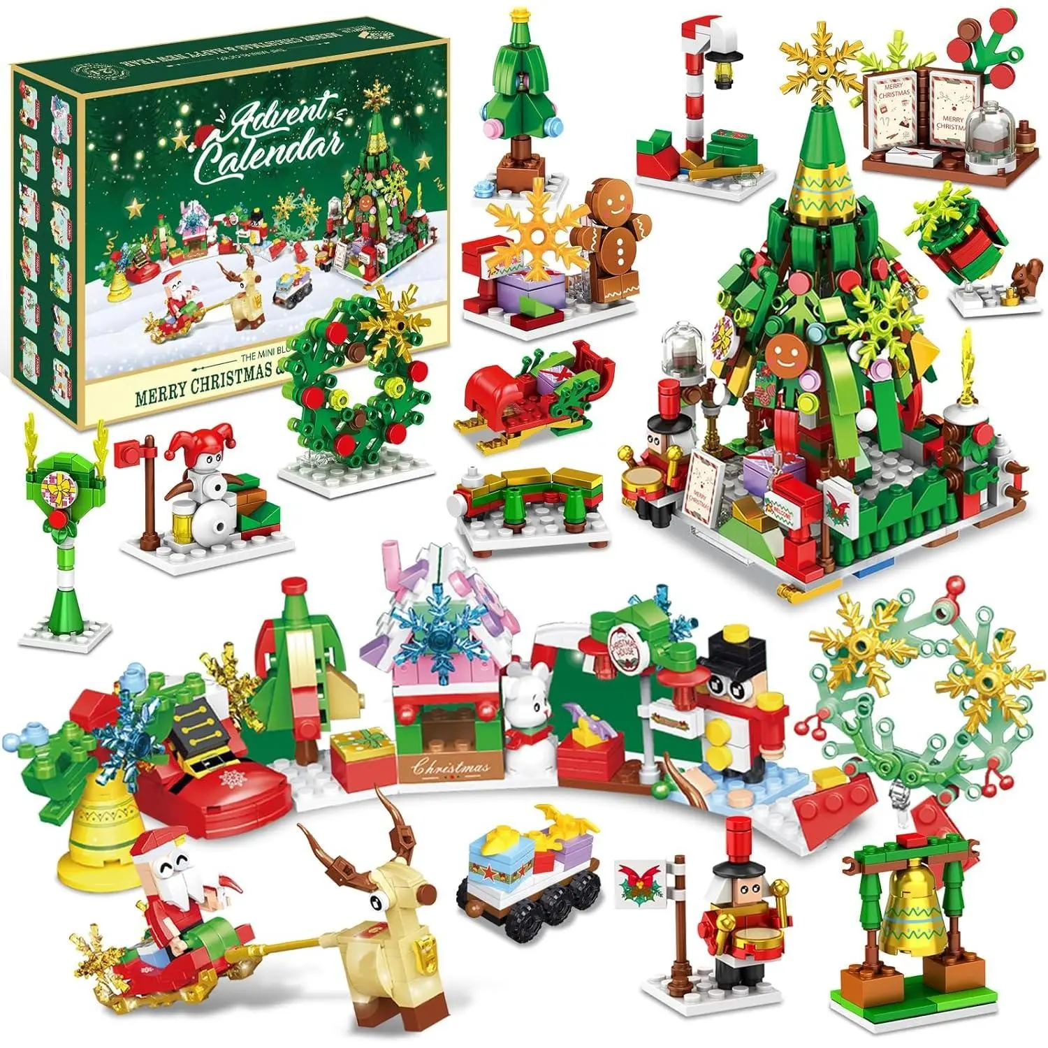 Advent Calendar 2025, 24 Boxes of Christmas Countdown Advent Calendars, 12-in-1 Christmas Tree and Street Building Blocks Set, For Children Teens Boys Girls Women Men Holiday Gift Ideas
