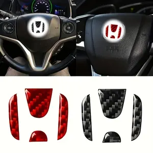 Premium Carbon Fiber Steering Wheel Badge Cover for Honda Civic, Accord, and Odyssey - 3D Adhesive Badge Kit, Interior Upgrade carbon  fiber car  charms