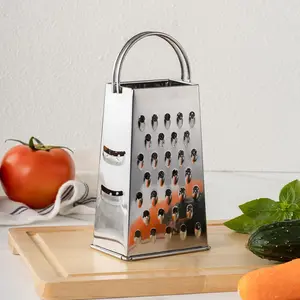 1PC Stainless Steel 4-Sided Cheese Grater, Vegetable Slicer Dicer and Cutter with Handle, Manual Kitchen Tool for Potatoes Carrots Ginger
