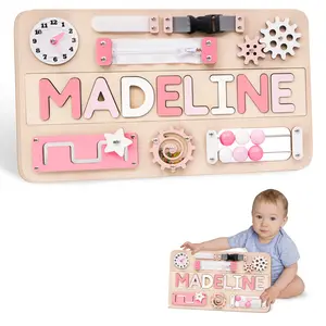 Pink Large Busy Board Montessori Toys for 1 2 3 Year Old - Sensory Toys for Toddlers 1-3 - Fine Motor Skills & Early Learning - Montessori Gift for Boys & Girls - Travel-Friendly & Safe