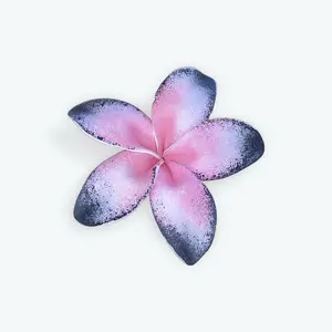 Pink/Black/White Frangipani (Plumeria) Hair Clip; Large