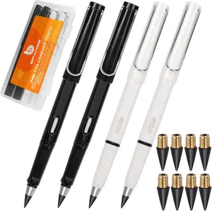 Infinity Pencil - 0.7mm Infinite Everlasting Metal Inkless Pencils Set with Eraser , No Need Sharpened, Replace Mechanical Pen for Sketch , Drawing and Writing（With 8Pcs Nibs and Pen Case