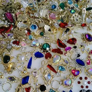 40pcs/50pcs Fashion Retro Nail Decorations, Large Rhinestones and Pearls Design, Suitable for Various Decoration Projects