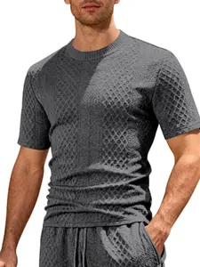 2026 Men's Heavy duty Jacquard Knitted Top Polo Shirt, Fashionable and Casual Spring/Summer Polo Top, Suitable for Daily Casual Wearing