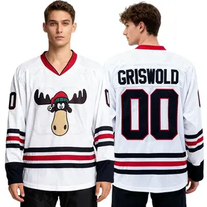 Christmas gift Men's Hockey Jersey #00 Christmas Vacation MartyFall SaleMoose Griswold Sewing embroidery large size V-neck Outdoor sportswear sweatshirt white black S-3XL 2025 winter sports top vintage style Movie jersey Thanksgiving Fan Jersey