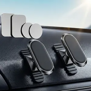 Magnetic Phone Holder Adjustable to Any Angle Reinforced Magnets Silicone Base Sticks Anywhere Includes Guide Plate & Adhesive Backing for Home Office Travel