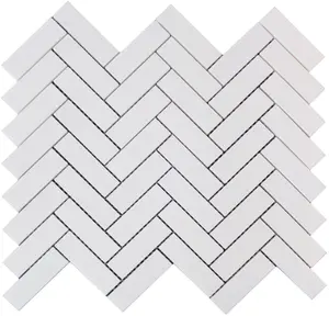 Herringbone 3' Bianco Dolomite Mosaic