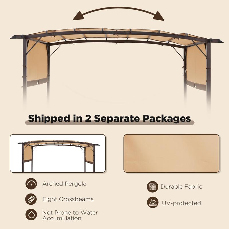 [2 PACKAGE SHIPPING] AECOJOY Pergola 9' x 12' Outdoor Pergolas, Pergolas and Gazebo Clearance, Retractable Metal Pergola with Sun Shade Canopy for Patio, Backyard, Garden