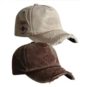Vintage Baseball Cap Retro American Style Perforated Frosted Duckbill with Broad Brim Sun Protection for Men & Women Classic Denim Finish Comfortable Soft Top Durable Jean Material Year-Round Versatile