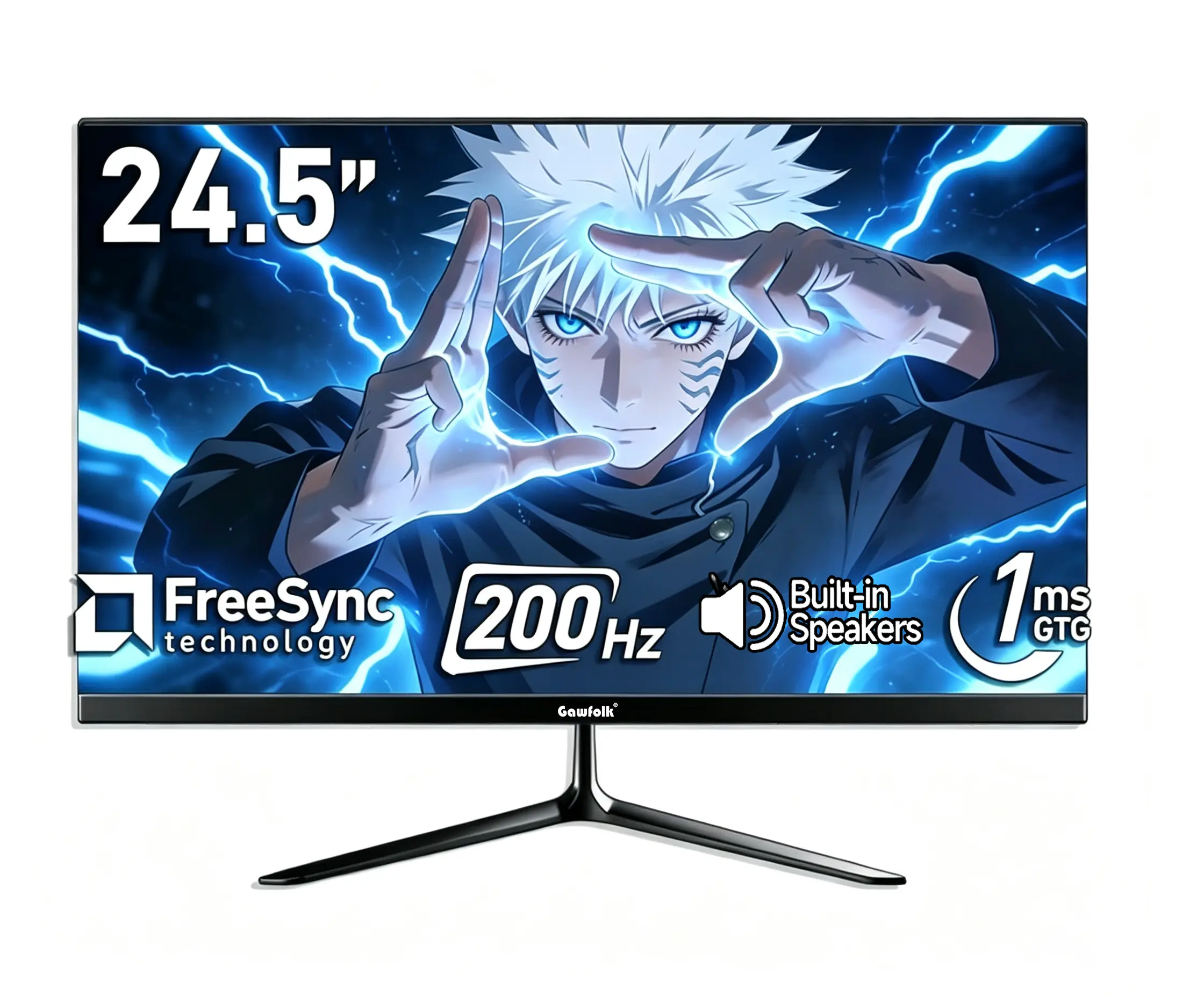 24.5 Inch 200Hz FHD Gaming Monitor | 1080p, 1ms, FreeSync, 99% sRGB, Ultra Slim Frameless Design, HDMI & DP Ports, 75x75 VESA Wall Mountable - Black