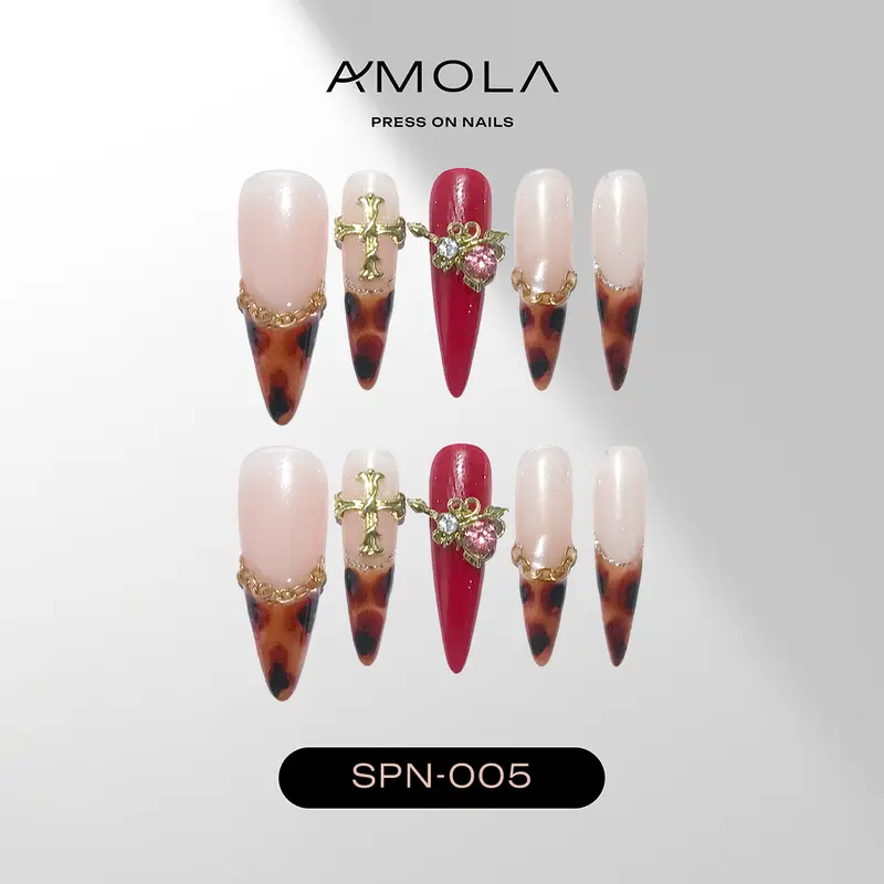 (Buy 2 Get 1) AMOLA - Press on nails Spinning Collection - SB-003 Handmade Press-On Nails [Free Tools with 3M Glue Tabs] Reusable, Long-Lasting, Salon-Quality
