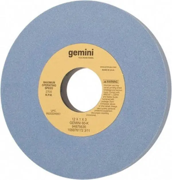 Norton 12" Diam x 3" Hole x 1" Thick, K Hardness, 60 Grit Surface Grinding Wheel Aluminum Oxide, Type 1, Medium Grade, 2,705 Max RPM, No Recess 66253246901