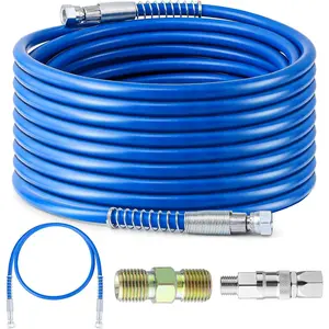 50Ft x 1/4" NPT 8500PSI High Pressure Airless Paint Sprayer Hose with 5Ft Whip Hose 1/4" Connector & Swivel Joint for Airless Spraying Machine