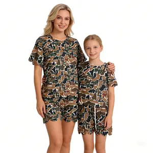Mommy And Me camo scallop top matching shorts summer outfits