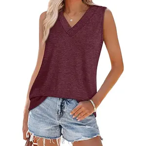 Tank Tops for Women Summer V Neck T Shirts Trendy Sleeveless Basic Tee Loose Fit 2026 Fashion