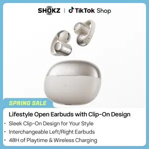 SHOKZ OpenDots ONE - Open-Ear Headphones - Wireless Bluetooth Earbuds with Microphone - Premium Dolby Audio - Water Resistant - Fast Charging - Up to 40 hrs Playtime
