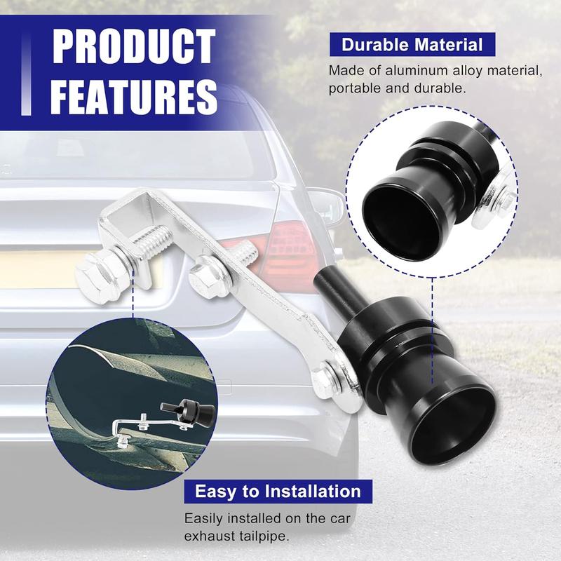 2pcs M Size Aluminum Alloy Universal Turbo Sound Exhaust Muffler Pipe Whistle Car Roar Maker Black