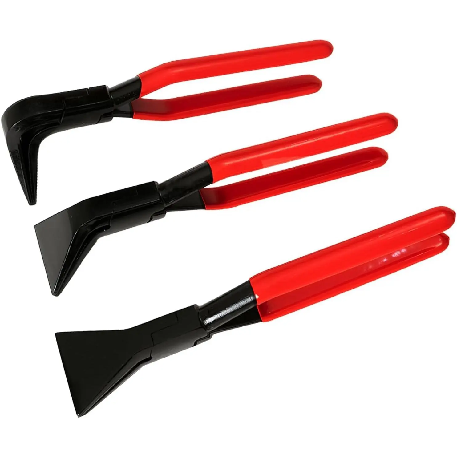 3-Piece Carbon Steel Hand Seamers Sheet Metal Bending Pliers Set - Straight Jaw, 45°/90° Angles, 2-3/8'' (9cm) Wide, Drop-Forged Heat-Treated, 30-35 HRC, Black with Red Dipped Handles for Precision Sheet Metal, Automotive Work