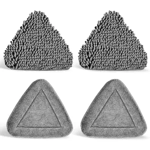Triangle Wall Mop Replacement Heads, 2 count Chenille Pads & 2 count Microfiber Pads for Wet and Dry Use