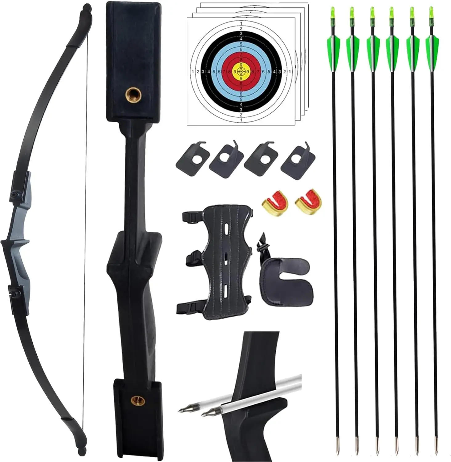 Unisex Adults Beginner Recurve Bow Kit - 20/30/40LBS Ambidextrous Takedown Model, Arrows for Recurve Bow, Outdoor Activities Shooting Equipment Set, Recurve Bow Sets