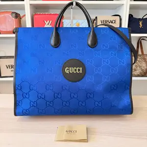 Pre-owned GUCCI Nylon Tote Bags Monogram Large Off The Grid Tote Bag Blue