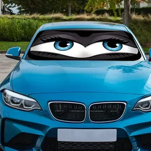 Funny Cat-Eyed Windshield Shade, Foldable, UV Protection, Keeps Car Interior Cool, Polyester Material, Ideal for Most Sedans and Small SUVs, Car Cooling Accessory, Playful Design, Durable, Car Windshield Sunshade