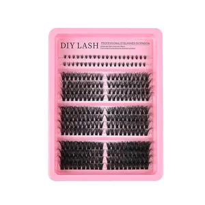 456K 5D Cluster False Eyelashes Black Stem Upper Lower Mixed Lashes Natural Curly Stereo European Style