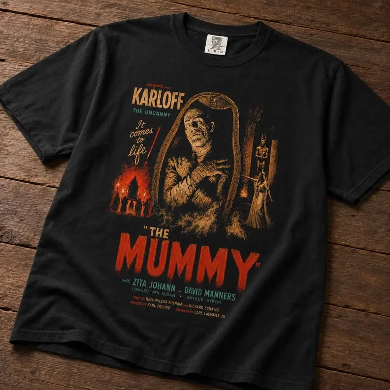 Women's Casual The Mummy Vintage Horror Movie Graphic T-Shirt