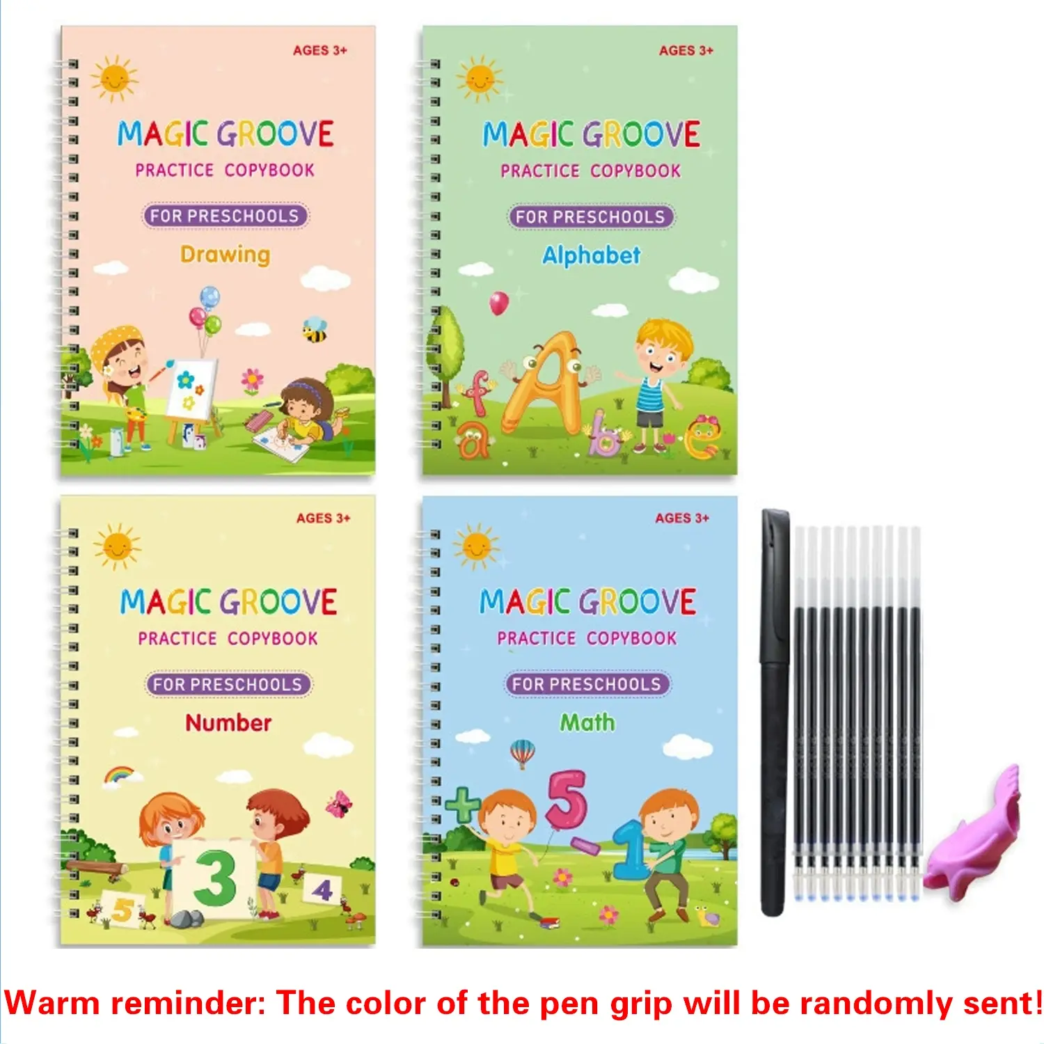 Hard-Pen Grooved Calligraphy Practice Book, All-English Magic Calligraphy Workbook, Ideal for Kids Learning Handwriting Skills, Spiral Notebook, Tracing Preschool Books, Homeschool Supplies, Learning Materials, Teaching Supplies