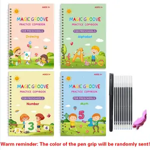 Hard-Pen Grooved Calligraphy Practice Book, All-English Magic Calligraphy Workbook, Ideal for Kids Learning Handwriting Skills