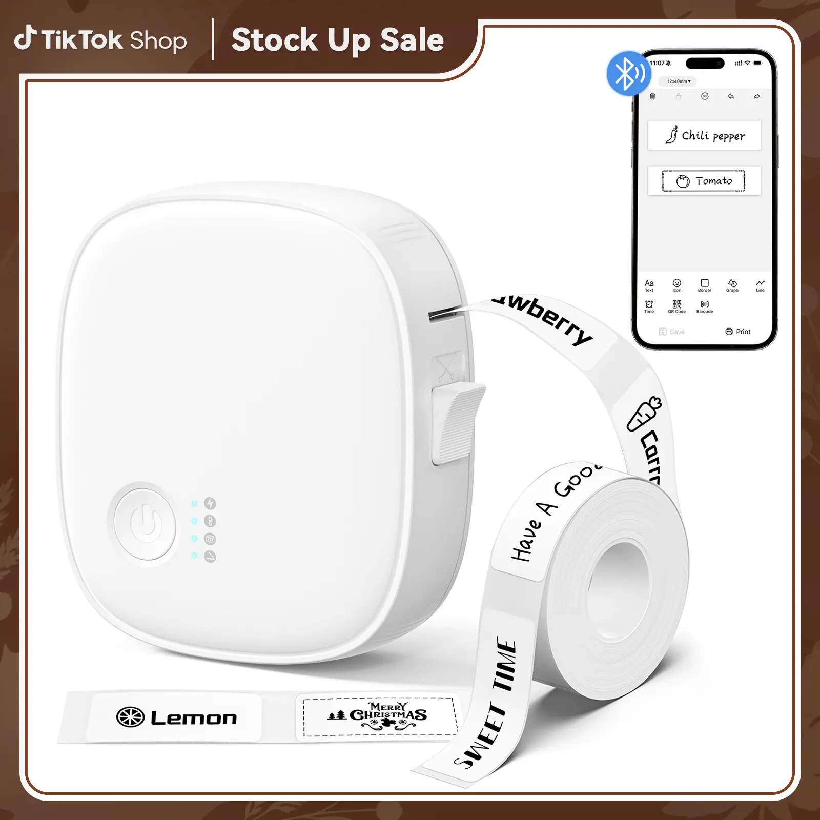 XenGro P05 Wireless Thermal Label Printer with Tape - Bluetooth Mini Thermal Label Maker, Waterproof, Rechargeable, Built-in Cutter, Batteries, Cells, for Home/Office, Back to School Gift