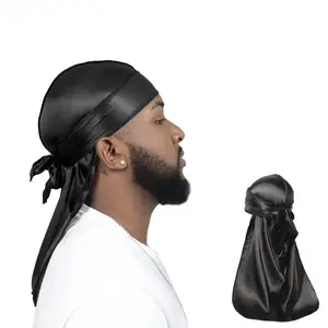 Men's Silky Satin Durag Head Wrap, Soft Breathable Lightweight Wave Cap, Adjustable Pirate Style Hair Cover for Sleeping, Cycling, Sports, Daily Wear & Fashion Accessories