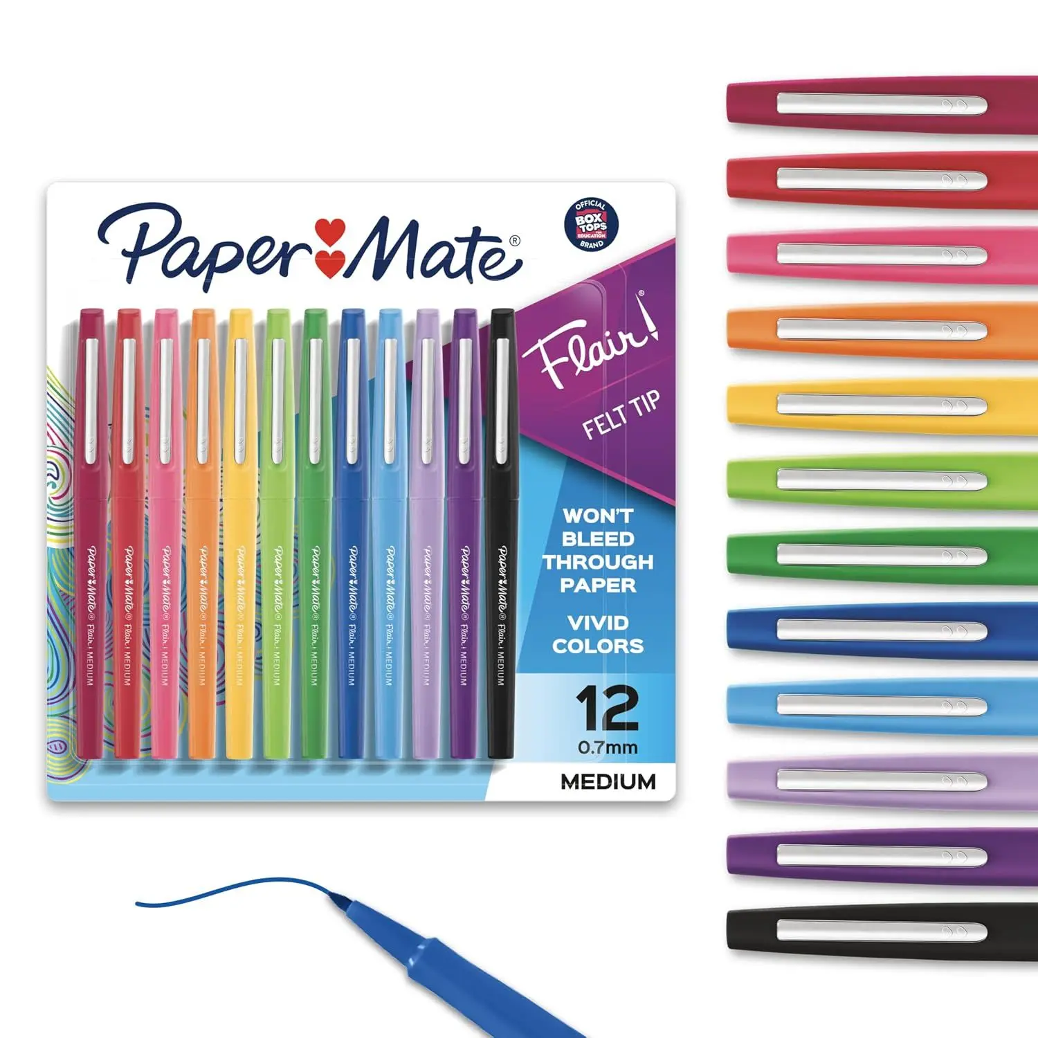 Paper Mate Flair Felt Tip Pens, Medium Point, Assorted Colors, 24 Count - Home, Office, Back to School, Teacher Supplies