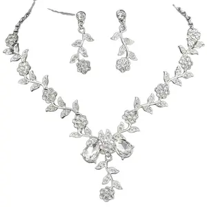 Multi-Style Bridal Jewelry Set Collection for Women, Crystal/Cubic Zirconia Necklace & Earrings (Some with Ring), Silver/Gold Plated Wedding Prom Statement Jewelry for Evening Party