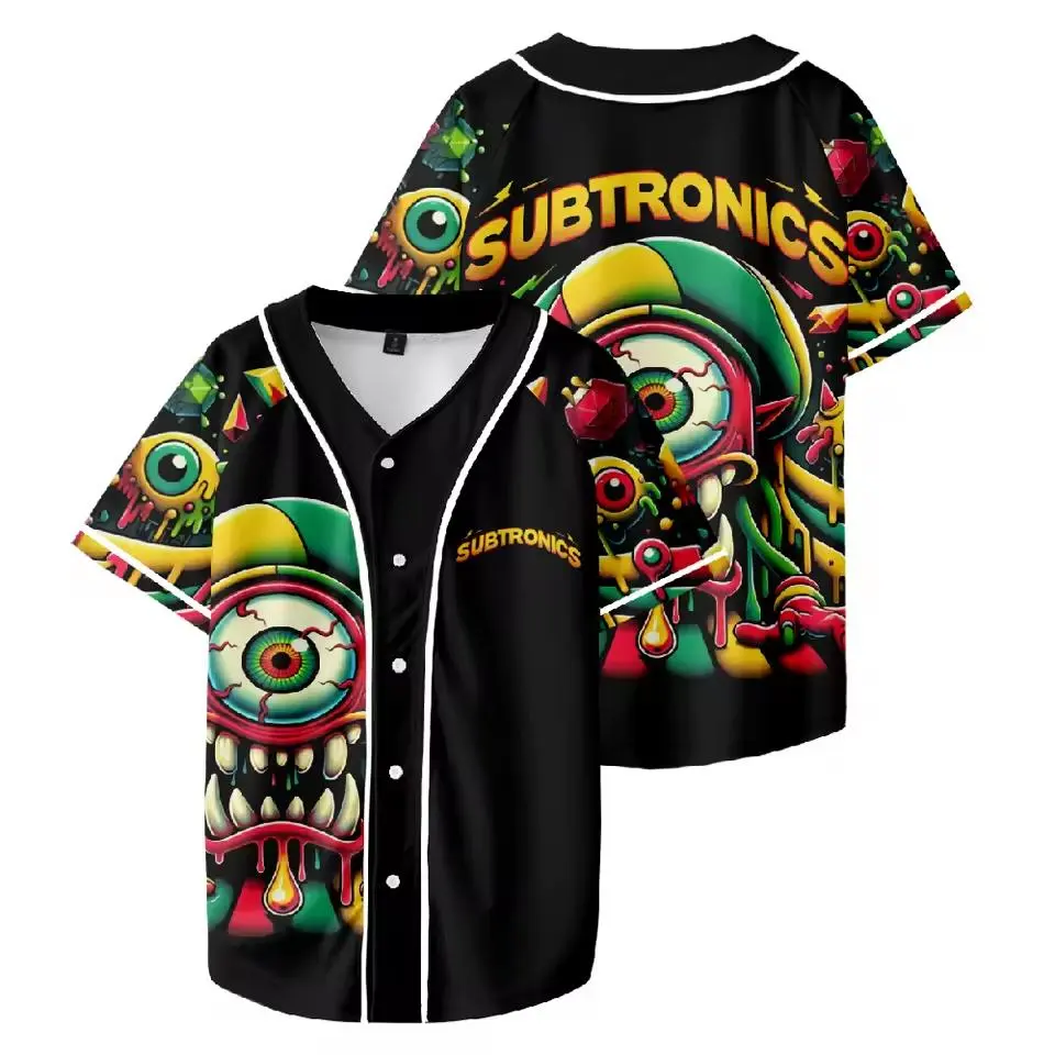 Subtronics Merch Baseball Jersey Unisex Short Sleeve Streetwear V-Neck Shirt