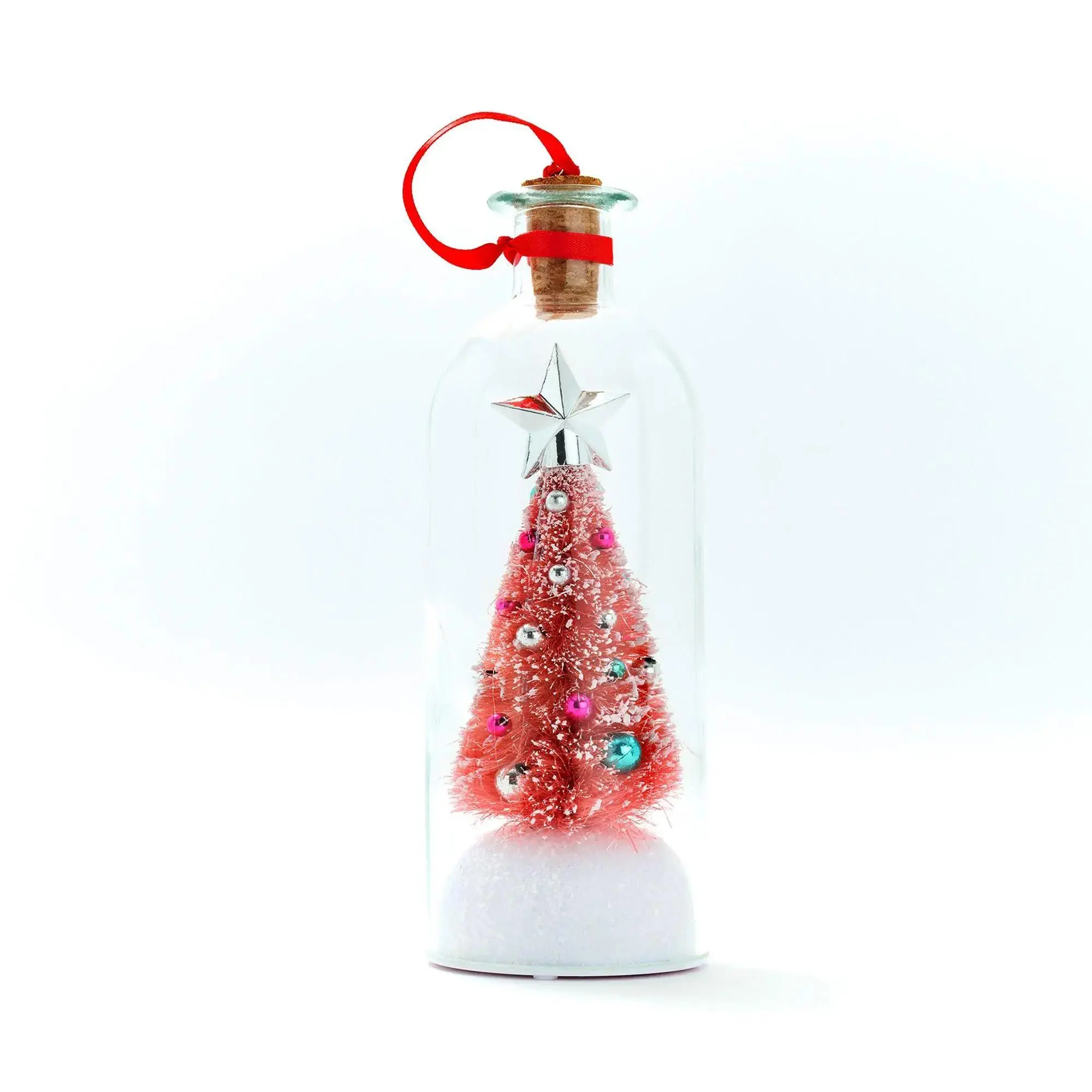 8" Glass Recordable Christmas Tree Message In A Bottle, Festive Home Decoration