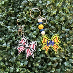 Personalized Softball & Baseball Bow Keychains – Custom Sports Keychains for Players & Fans