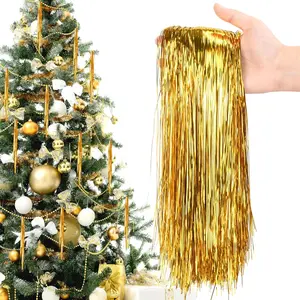 6000 Strands Gold Christmas Strand Tinsel Icicle,19.7" Tinsel Foil Fringes Shiny Icicles Garland Christmas Tree Glitter Hanging Decorations for Indoor Outdoor Home Holiday Party Supplies