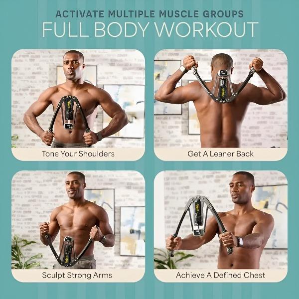 Hydraulic Power Twister | Adjustable Workout Equipment (22–440lb) for Tricep, Chest, Arm & Full Upper Body Strength | Smart Rep Counter & LIFETIME SUPPORT Resistance Hand Grip Exerciser