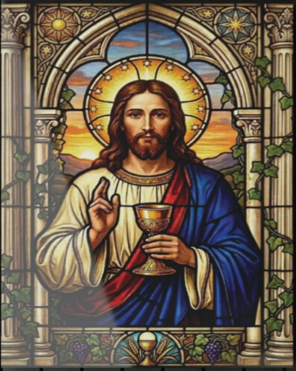 Jesus Christ Blessing Acrylic Wall Art | UV-Printed Stained Glass Art Print with French Cleat Hanging | Catholic Home Altar Decor | Heirloom Devotional Wall Art