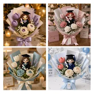 Handmade Crochet Bouquet for Graduation 2026 – Viral Plush Flower Doll with Aesthetic Forever Flowers, Cute Senior Keepsake Gift for Graduation Photos & Memories