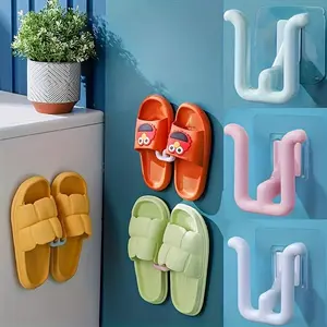 5pcs Colorful Self-Adhesive Shoe Rack, Waterproof Wall-Mounted Shoe Hooks, Space-Saving, Easy Installation, Modern Style, Plastic Material