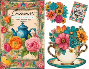 Vintage Summer Tea Party Paper Set for Junk Journaling